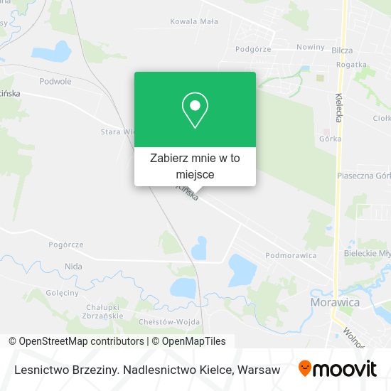 Mapa Lesnictwo Brzeziny. Nadlesnictwo Kielce