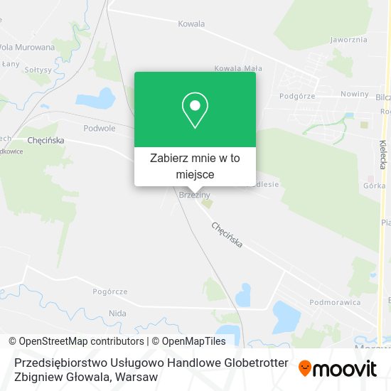 Mapa Przedsiębiorstwo Usługowo Handlowe Globetrotter Zbigniew Głowala