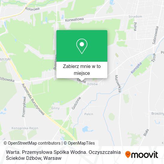 Mapa Warta. Przemysłowa Spółka Wodna. Oczyszczalnia Ścieków Dźbów