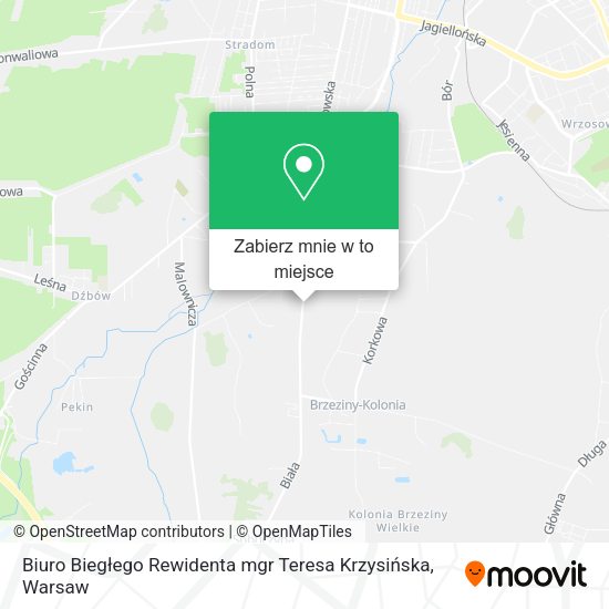 Mapa Biuro Biegłego Rewidenta mgr Teresa Krzysińska