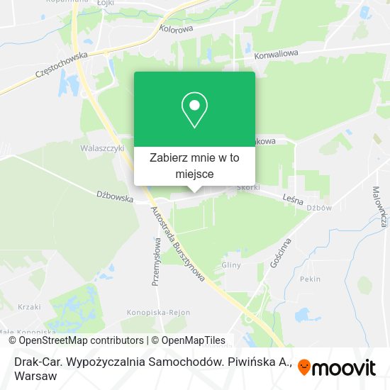 Mapa Drak-Car. Wypożyczalnia Samochodów. Piwińska A.