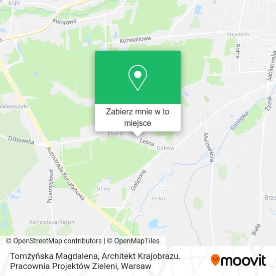 Mapa Tomżyńska Magdalena, Architekt Krajobrazu. Pracownia Projektów Zieleni