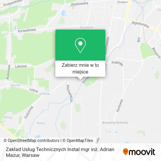 Mapa Zakład Usług Technicznych Instal mgr inż. Adrian Mazur