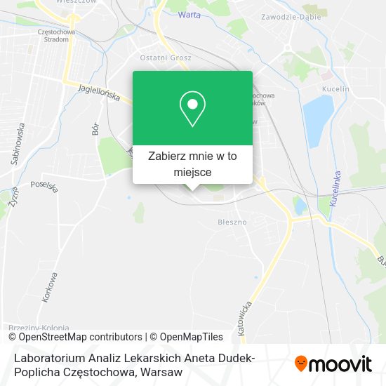 Mapa Laboratorium Analiz Lekarskich Aneta Dudek-Poplicha Częstochowa