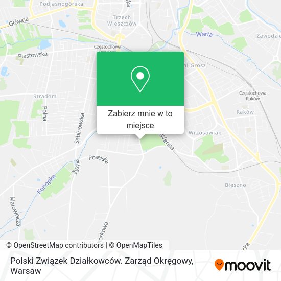 Mapa Polski Związek Działkowców. Zarząd Okręgowy