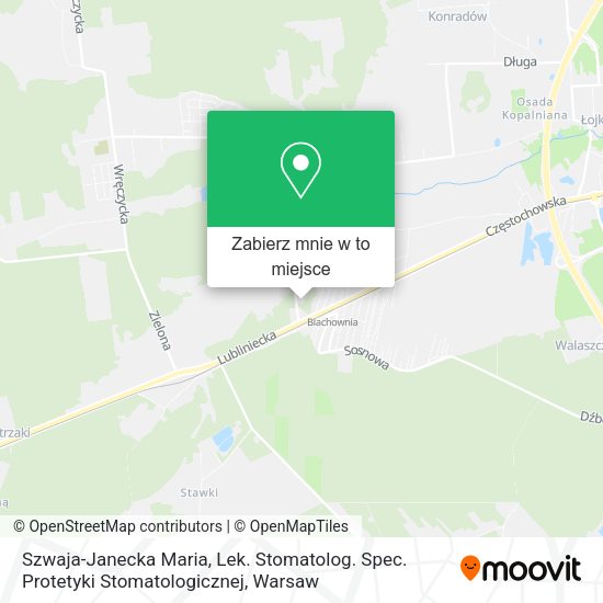 Mapa Szwaja-Janecka Maria, Lek. Stomatolog. Spec. Protetyki Stomatologicznej