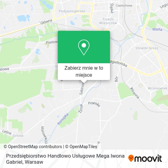 Mapa Przedsiębiorstwo Handlowo Usługowe Mega Iwona Gabriel