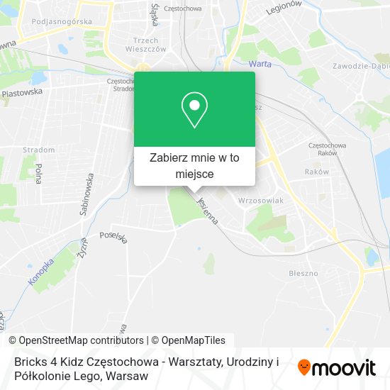 Mapa Bricks 4 Kidz Częstochowa - Warsztaty, Urodziny i Półkolonie Lego