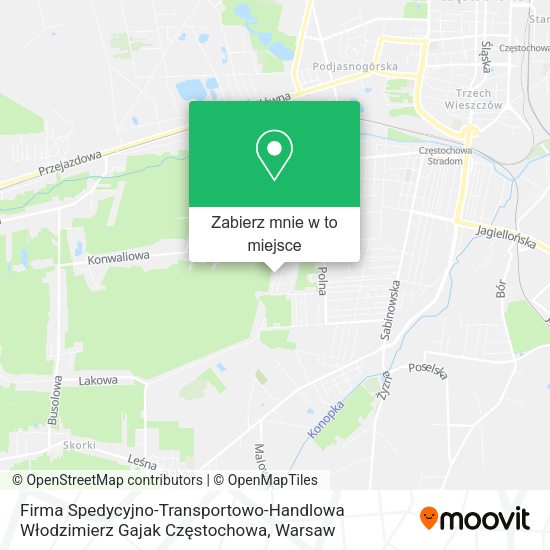 Mapa Firma Spedycyjno-Transportowo-Handlowa Włodzimierz Gajak Częstochowa