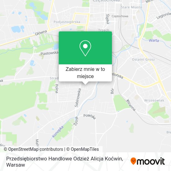 Mapa Przedsiębiorstwo Handlowe Odzież Alicja Koćwin