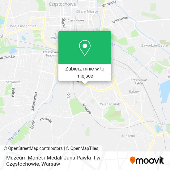 Mapa Muzeum Monet i Medali Jana Pawła II w Częstochowie