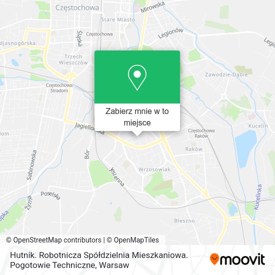 Mapa Hutnik. Robotnicza Spółdzielnia Mieszkaniowa. Pogotowie Techniczne