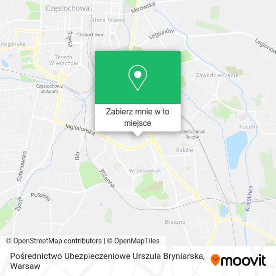 Mapa Pośrednictwo Ubezpieczeniowe Urszula Bryniarska