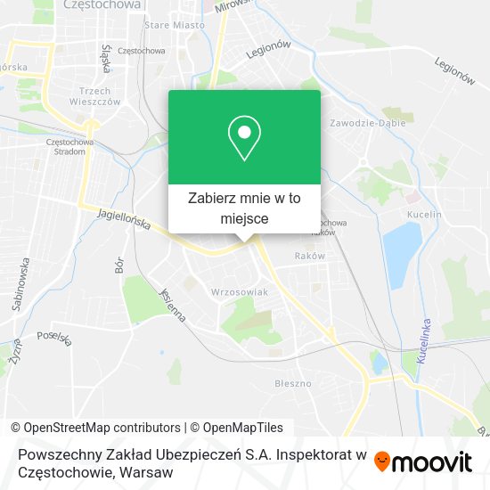 Mapa Powszechny Zakład Ubezpieczeń S.A. Inspektorat w Częstochowie