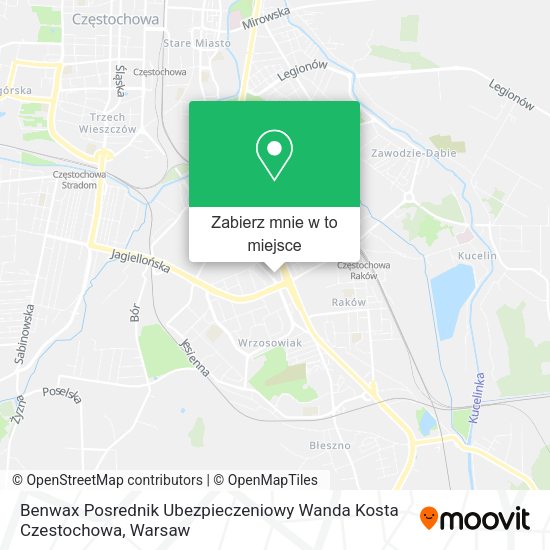 Mapa Benwax Posrednik Ubezpieczeniowy Wanda Kosta Czestochowa