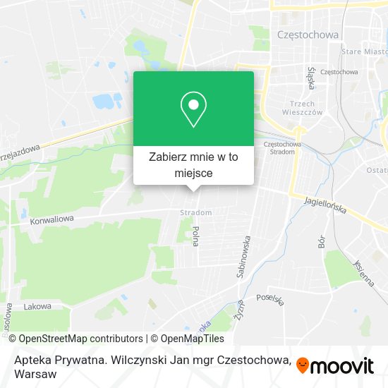 Mapa Apteka Prywatna. Wilczynski Jan mgr Czestochowa