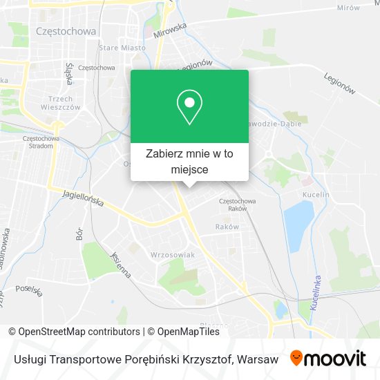 Mapa Usługi Transportowe Porębiński Krzysztof