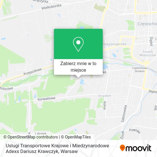 Mapa Uslugi Transportowe Krajowe i Miedzynarodowe Adexs Dariusz Krawczyk