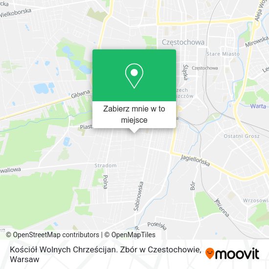 Mapa Kościół Wolnych Chrześcijan. Zbór w Czestochowie