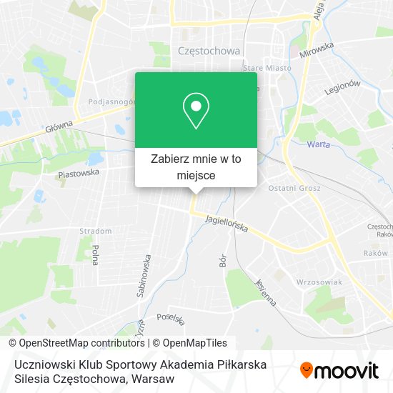 Mapa Uczniowski Klub Sportowy Akademia Piłkarska Silesia Częstochowa