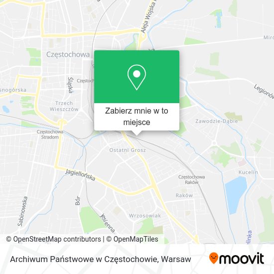 Mapa Archiwum Państwowe w Częstochowie