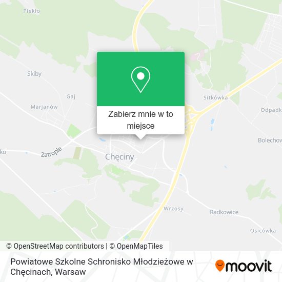 Mapa Powiatowe Szkolne Schronisko Młodzieżowe w Chęcinach