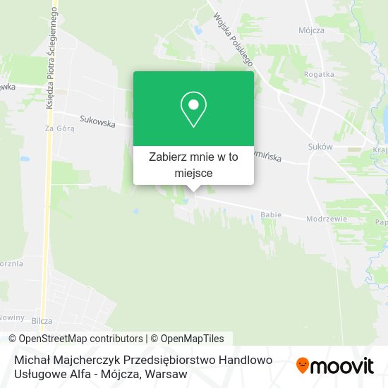 Mapa Michał Majcherczyk Przedsiębiorstwo Handlowo Usługowe Alfa - Mójcza