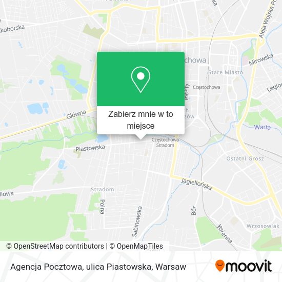 Mapa Agencja Pocztowa, ulica Piastowska