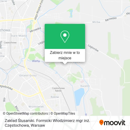 Mapa Zakład Ślusarski. Formicki Włodzimierz mgr inż. Częstochowa