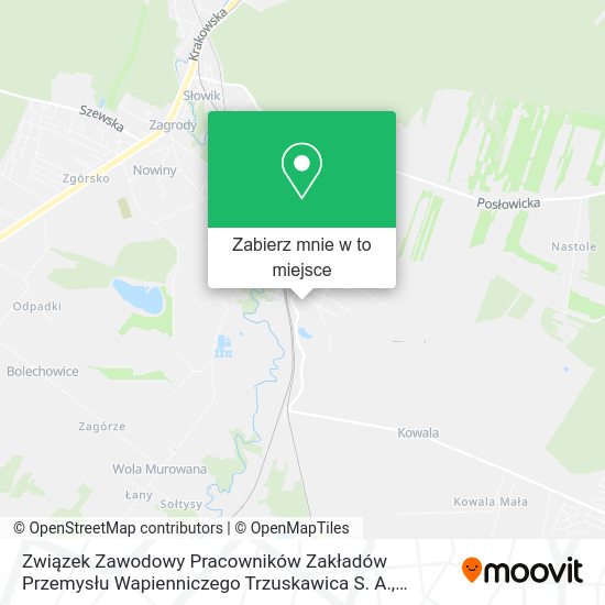 Mapa Związek Zawodowy Pracowników Zakładów Przemysłu Wapienniczego Trzuskawica S. A.