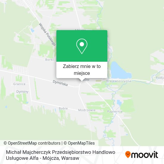 Mapa Michał Majcherczyk Przedsiębiorstwo Handlowo Usługowe Alfa - Mójcza