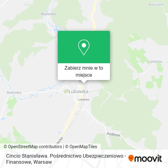 Mapa Cincio Stanisława. Pośrednictwo Ubezpieczeniowo - Finansowe