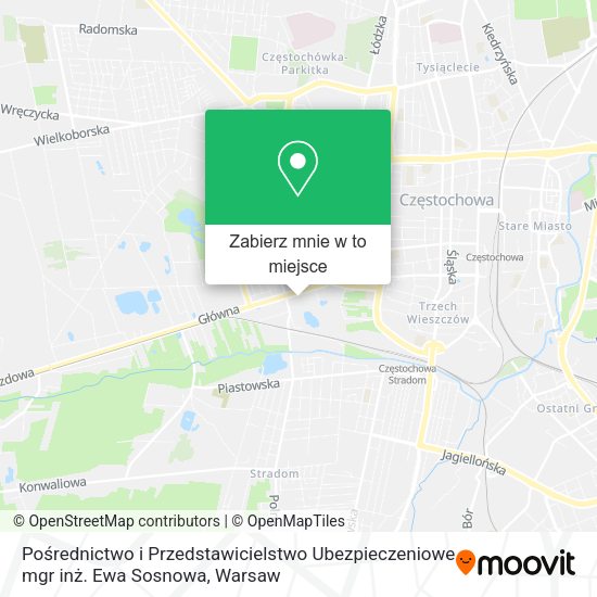 Mapa Pośrednictwo i Przedstawicielstwo Ubezpieczeniowe mgr inż. Ewa Sosnowa