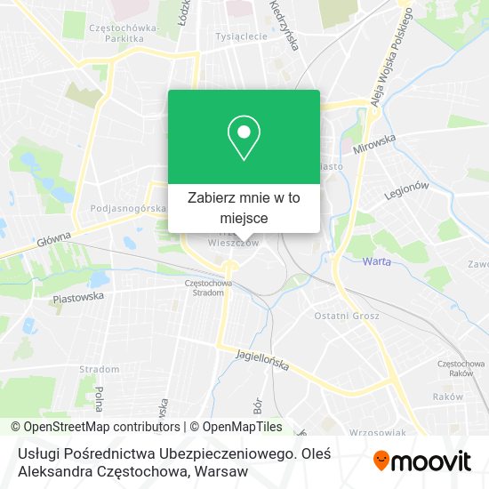 Mapa Usługi Pośrednictwa Ubezpieczeniowego. Oleś Aleksandra Częstochowa