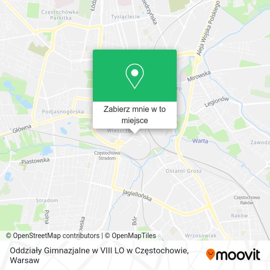 Mapa Oddziały Gimnazjalne w VIII LO w Częstochowie