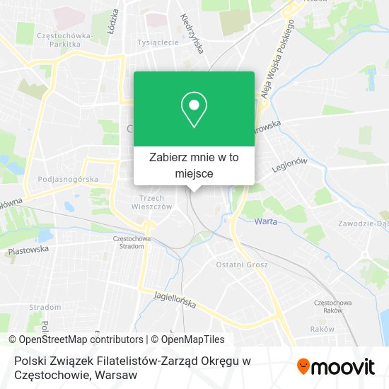 Mapa Polski Związek Filatelistów-Zarząd Okręgu w Częstochowie