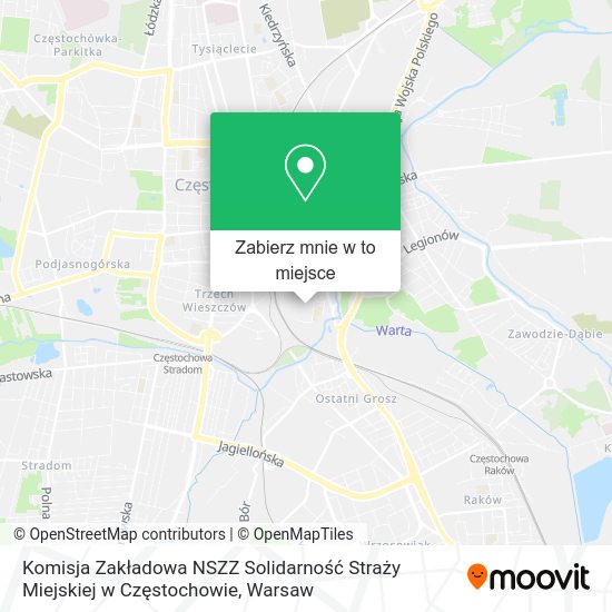 Mapa Komisja Zakładowa NSZZ Solidarność Straży Miejskiej w Częstochowie