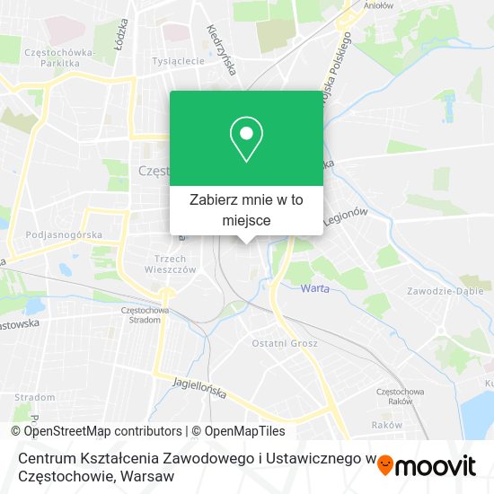 Mapa Centrum Kształcenia Zawodowego i Ustawicznego w Częstochowie