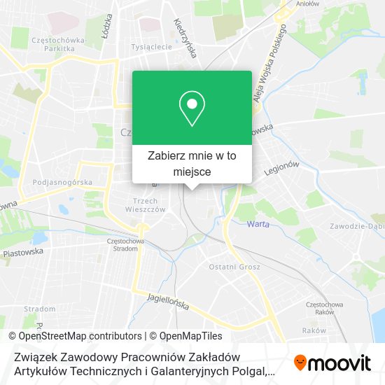 Mapa Związek Zawodowy Pracowniów Zakładów Artykułów Technicznych i Galanteryjnych Polgal