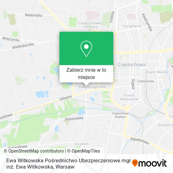 Mapa Ewa Witkowska Pośrednictwo Ubezpieczeniowe mgr inż. Ewa Witkowska