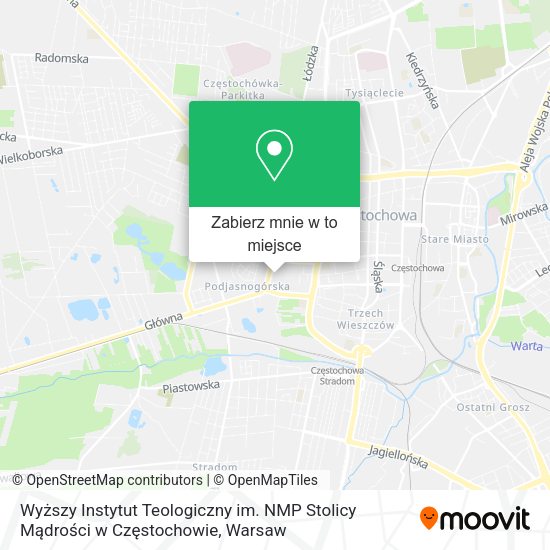 Mapa Wyższy Instytut Teologiczny im. NMP Stolicy Mądrości w Częstochowie