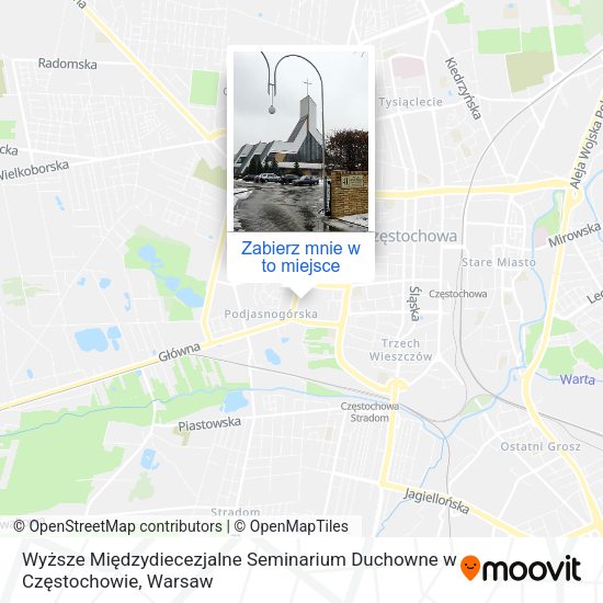 Mapa Wyższe Międzydiecezjalne Seminarium Duchowne w Częstochowie