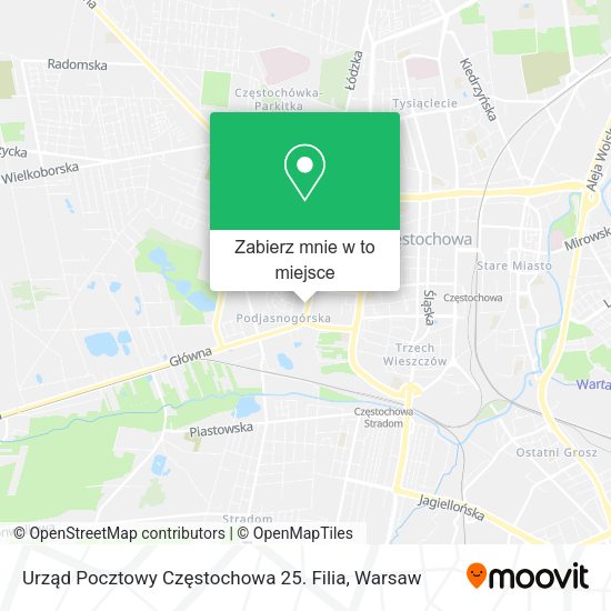 Mapa Urząd Pocztowy Częstochowa 25. Filia