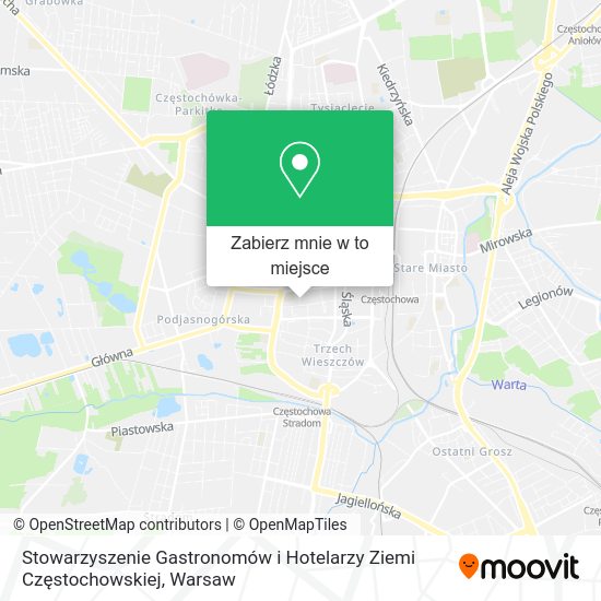 Mapa Stowarzyszenie Gastronomów i Hotelarzy Ziemi Częstochowskiej