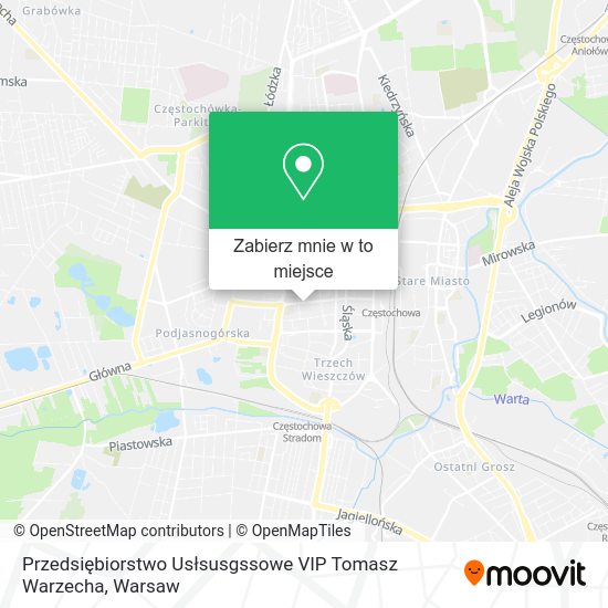 Mapa Przedsiębiorstwo Usłsusgssowe VIP Tomasz Warzecha