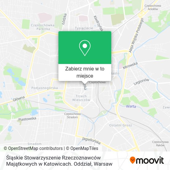 Mapa Śląskie Stowarzyszenie Rzeczoznawców Majątkowych w Katowicach. Oddział