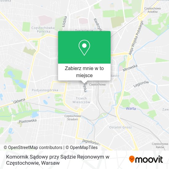 Mapa Komornik Sądowy przy Sądzie Rejonowym w Częstochowie