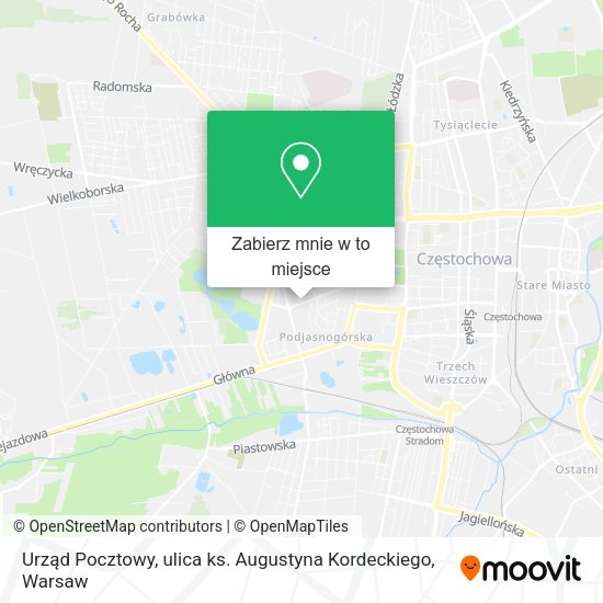 Mapa Urząd Pocztowy, ulica ks. Augustyna Kordeckiego