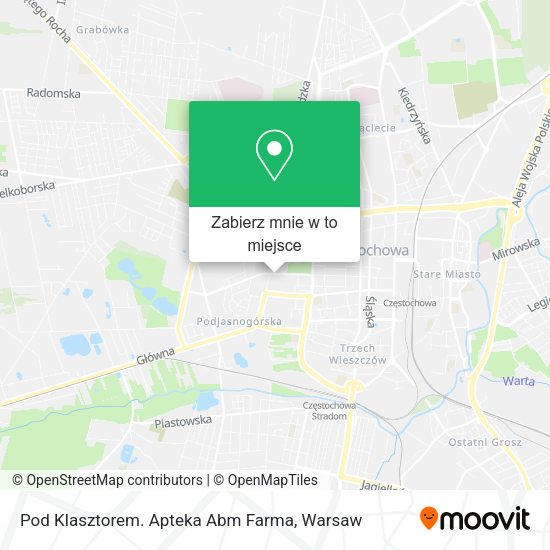 Mapa Pod Klasztorem. Apteka Abm Farma