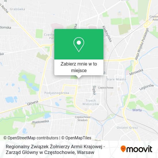 Mapa Regionalny Związek Żołnierzy Armii Krajowej - Zarząd Główny w Częstochowie